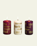 Bougies de couleur - aubergine / framboise / crème - set de 3
