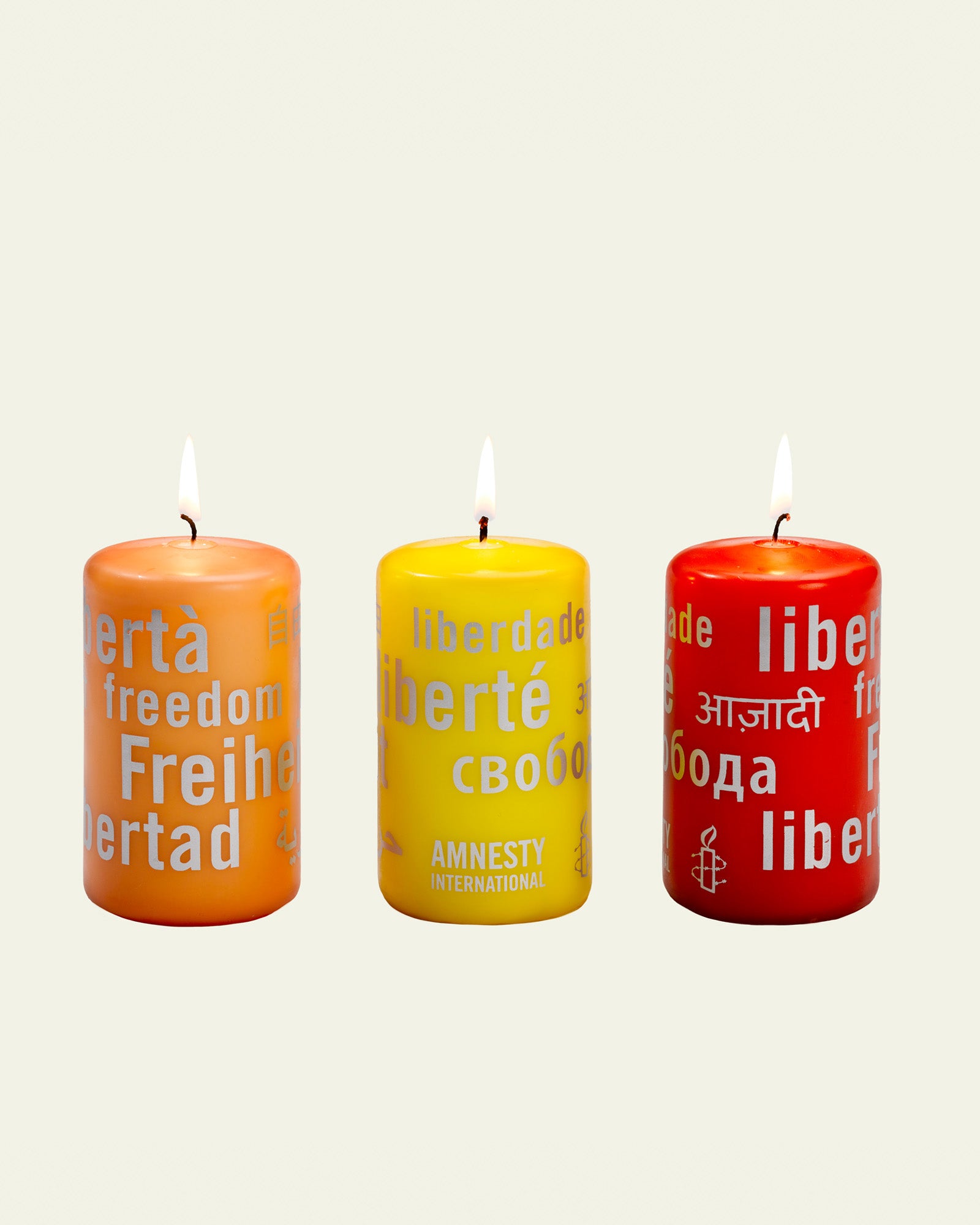 Bougies de couleur - jaune / abricot / orange sanguine - set de 3