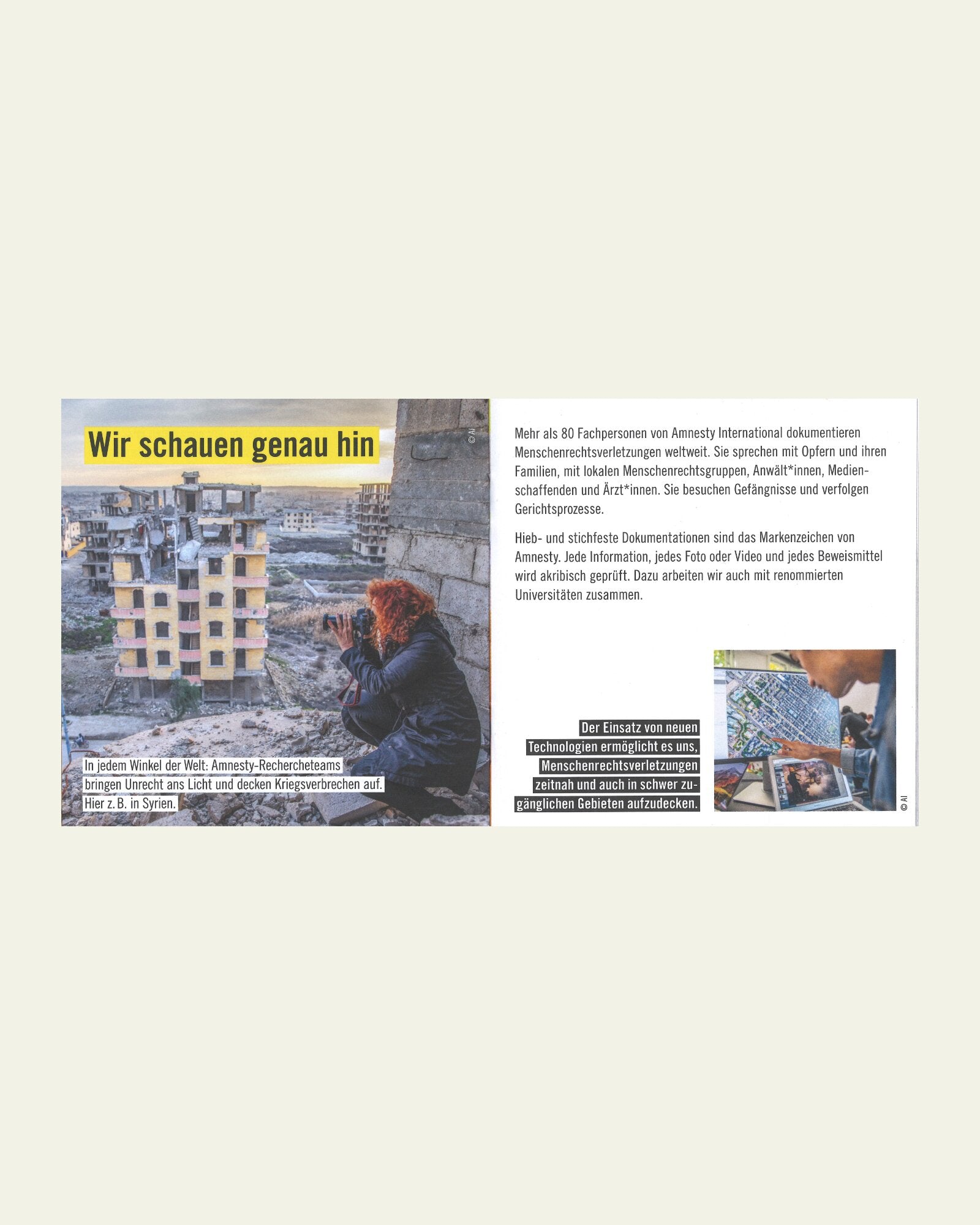 Brochure de présentation d’Amnesty International