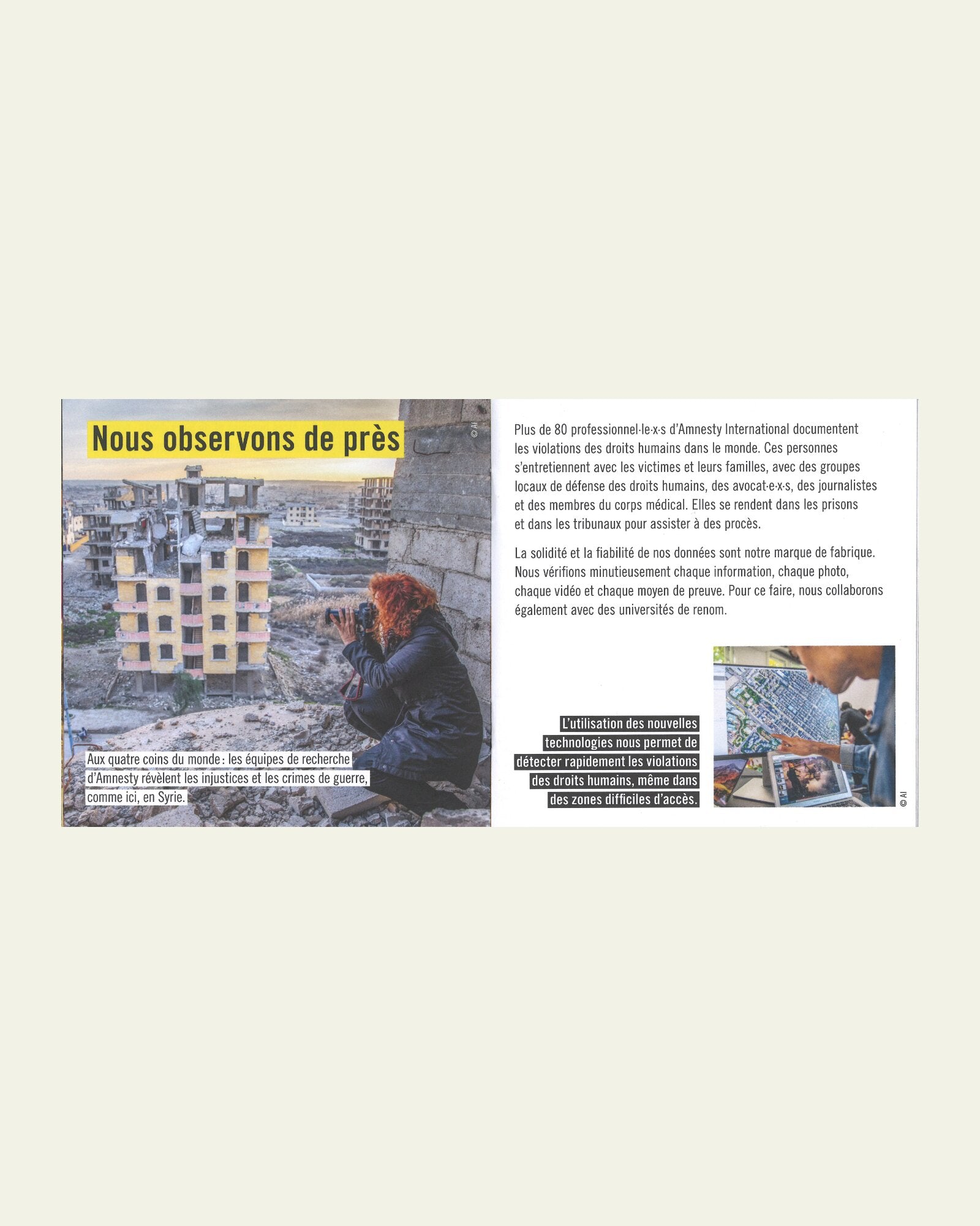 Brochure de présentation d’Amnesty International