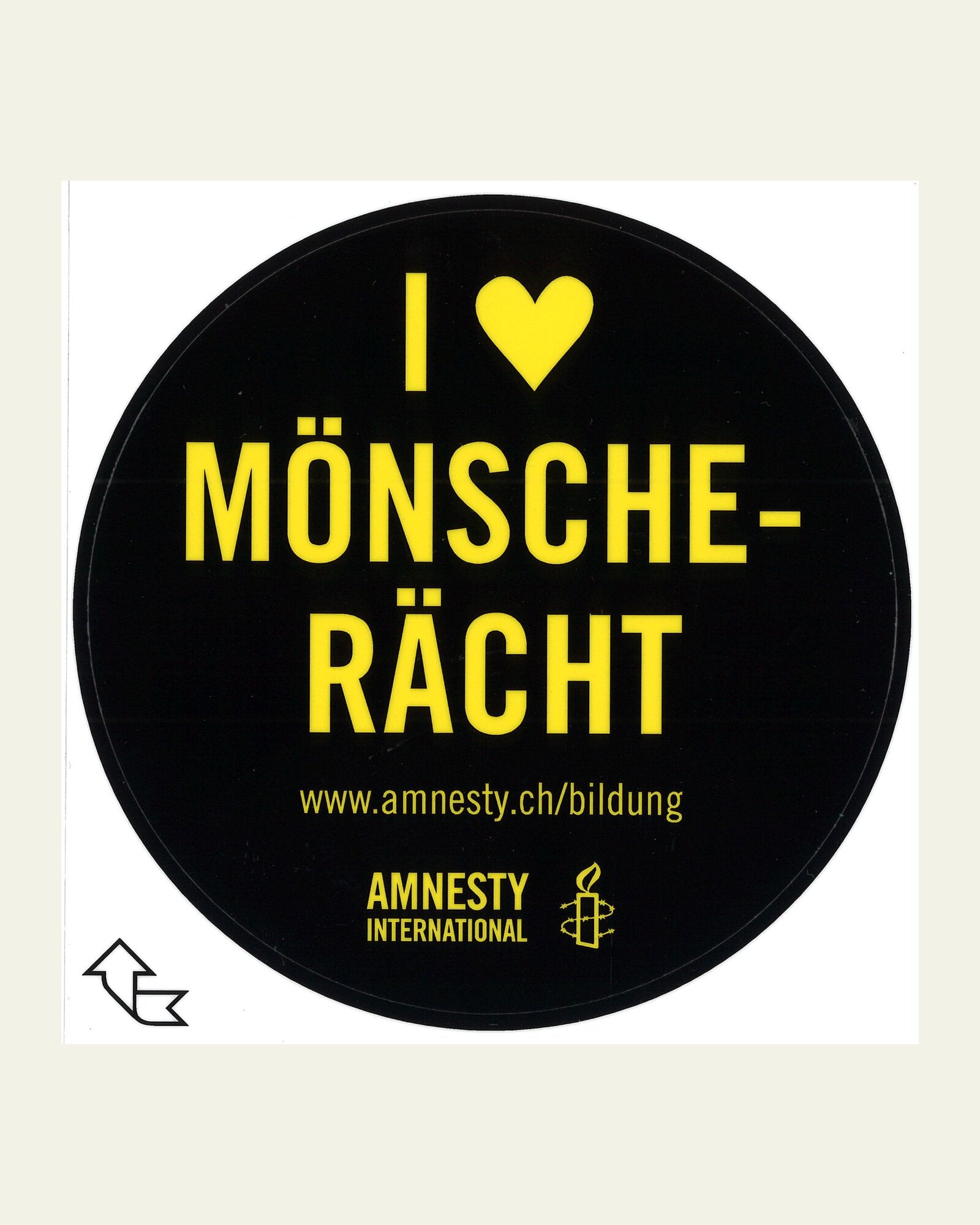 Sticker "I love human rights" / "J'aime les droits humains" / "Ich liebe Mönscherächt"
