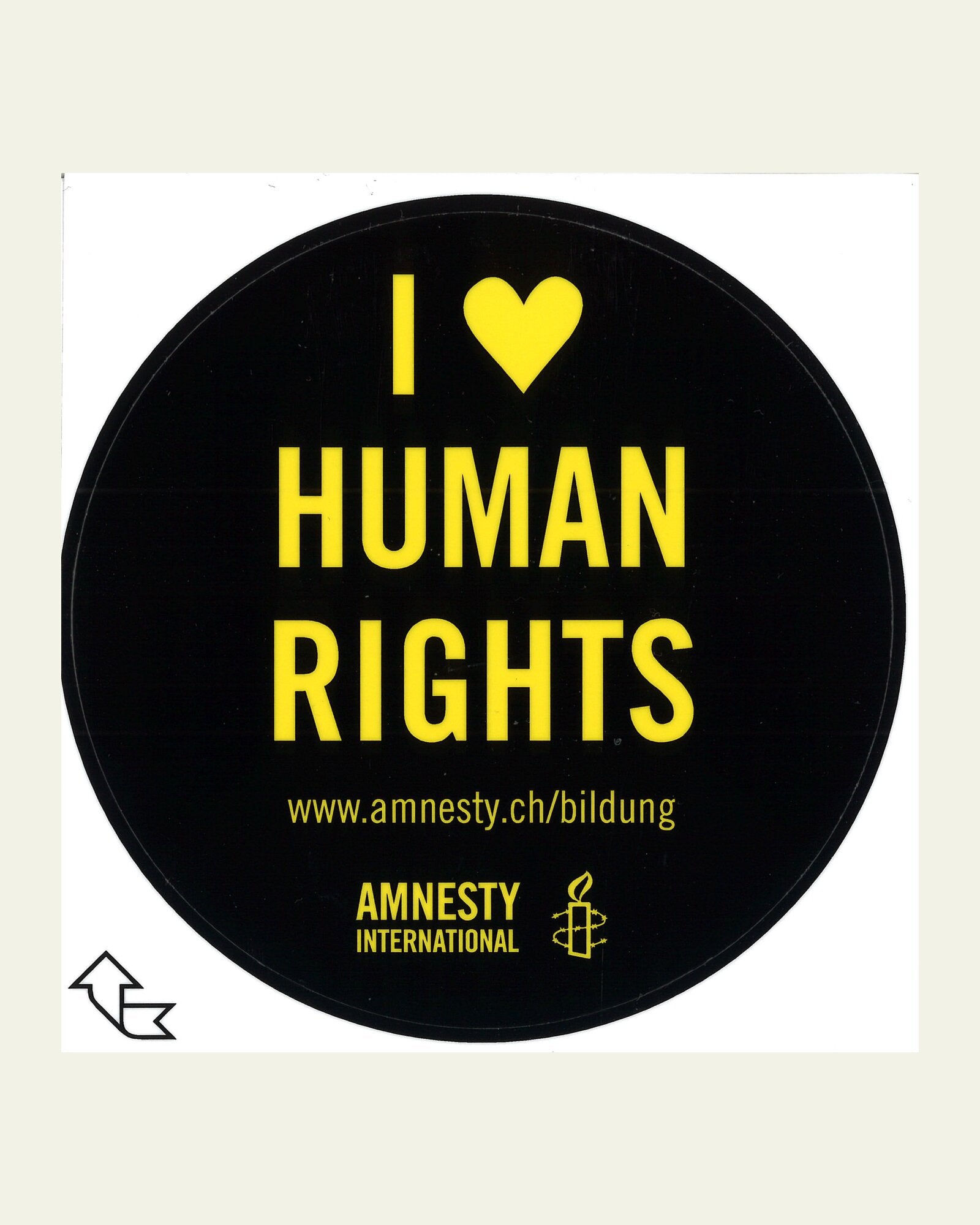 Sticker "I love human rights" / "J'aime les droits humains" / "Ich liebe Mönscherächt"