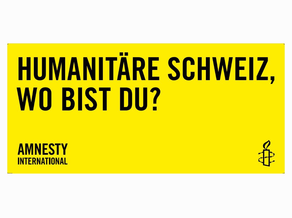 Bannière "Où est passée la suisse humanitaire ?"