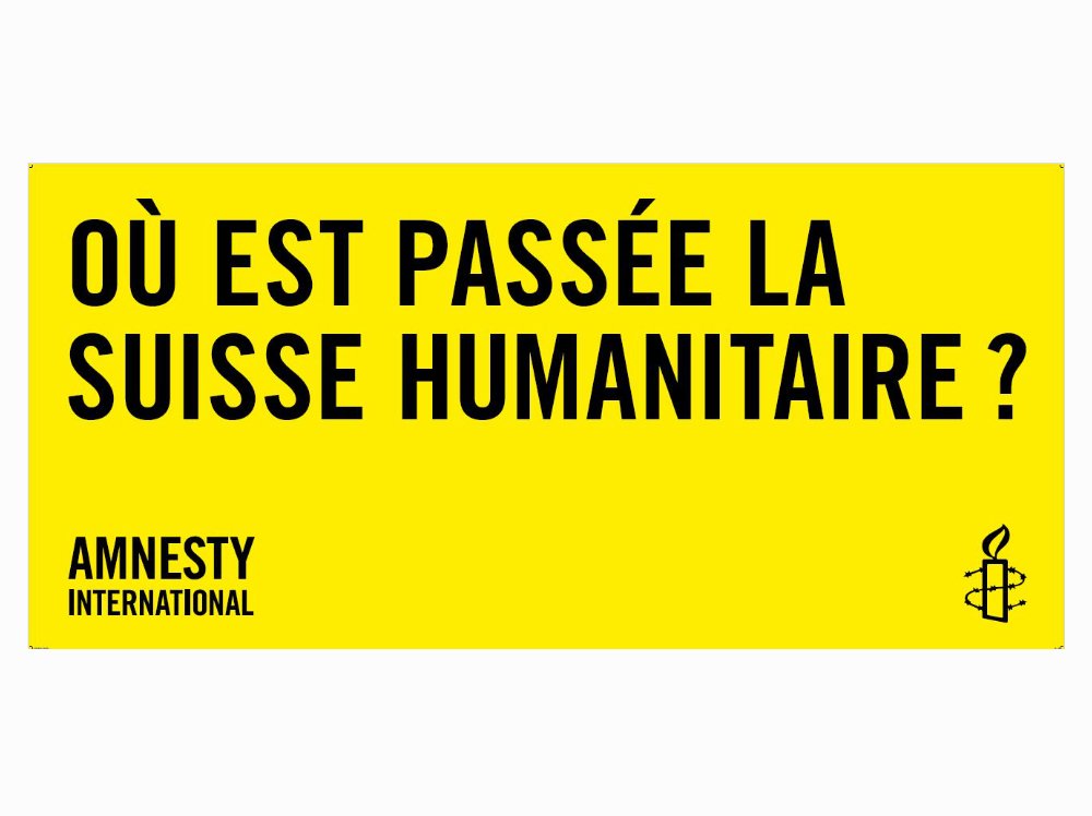 Bannière "Où est passée la suisse humanitaire ?"