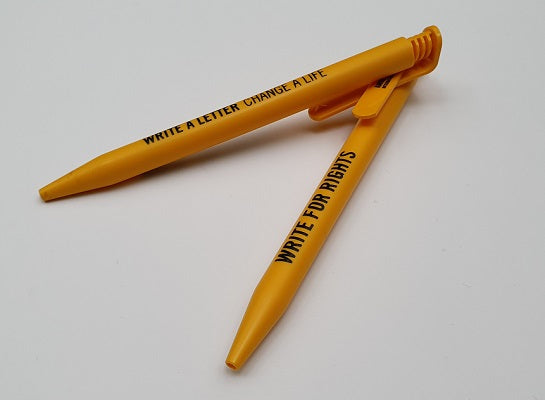 Kugelschreiber gelb "Write for rights"