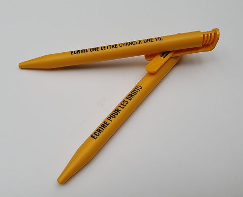 Kugelschreiber gelb "Write for rights"