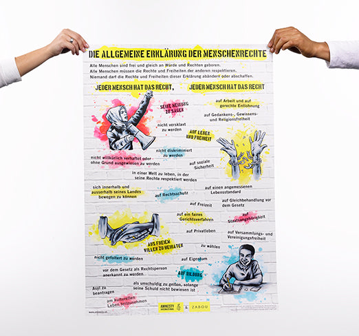 Poster: Allgemeine Erklärung der Menschenrechte in verschiedenen Sprachen