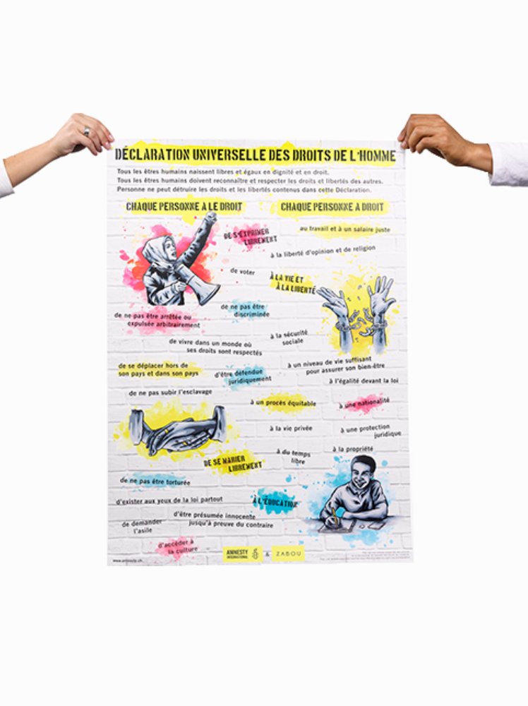 Poster: Allgemeine Erklärung der Menschenrechte in verschiedenen Sprachen