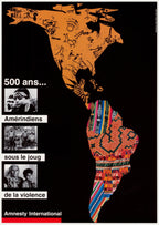Vintage Poster: 500 Jahre Politische Gewalt gegen Amerikanische Ureinwohner in verschiedenen Sprachen