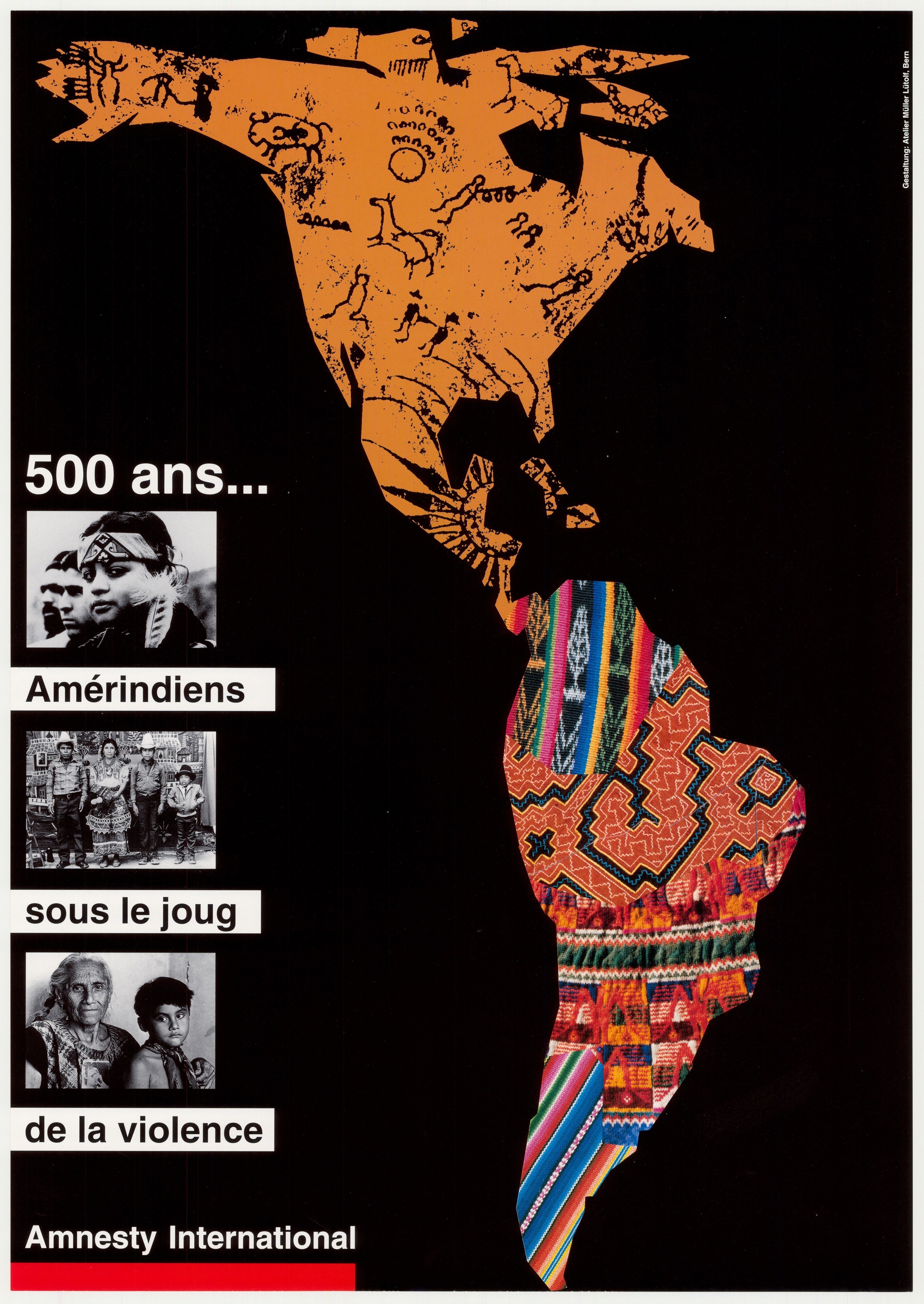Vintage Poster: 500 Jahre Politische Gewalt gegen Amerikanische Ureinwohner in verschiedenen Sprachen