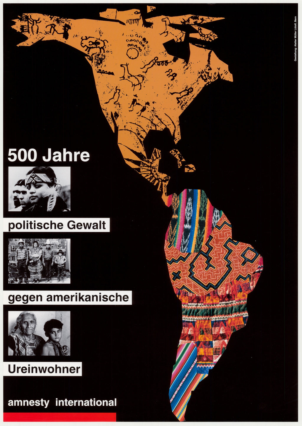 Vintage Poster: 500 Jahre Politische Gewalt gegen Amerikanische Ureinwohner in verschiedenen Sprachen