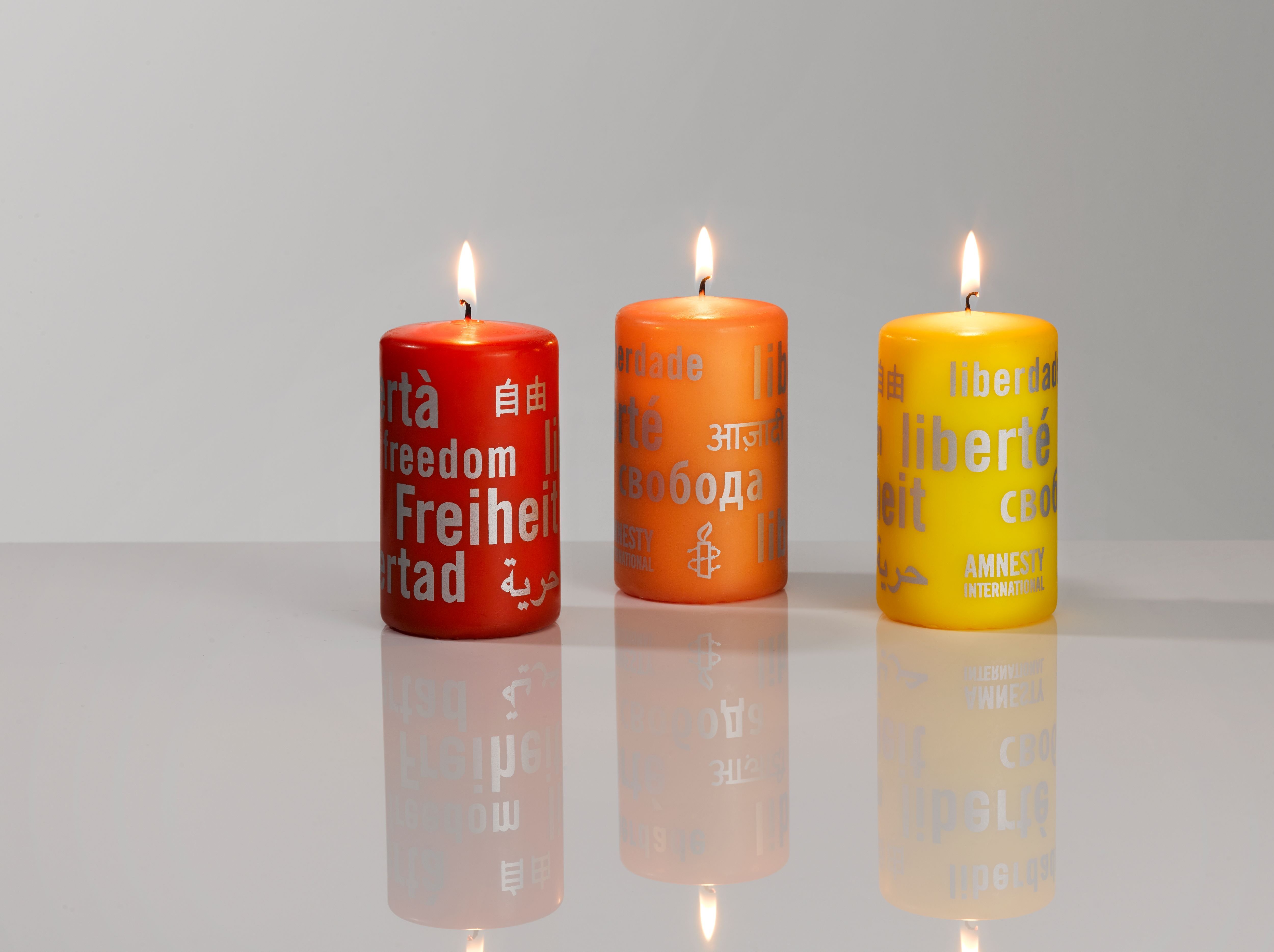 Kerzen Rotorange / Abricot / Gelb 12er für Gruppen