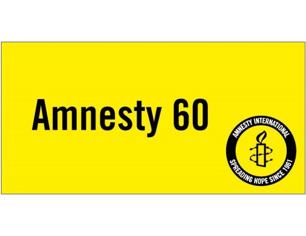 Stoffbanner Amnesty 60 logo «Gelb 1961»