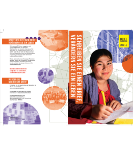 Zweiseitiges Leaflet mit Ablauf und Ziel des Briefmarathons (A5)