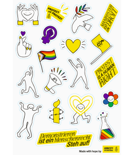 Stickerpalette mit verschiedenen Motiven
