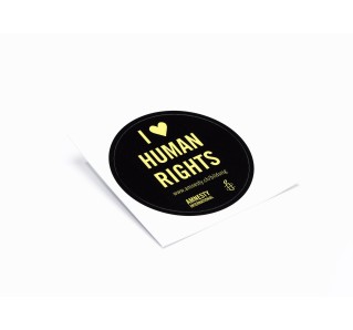Sticker "I love human rights" / "J'aime les droits humains" / "Ich liebe Mönscherächt" 