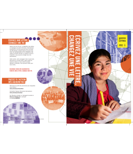 Leaflet recto verso qui décrit le fonctionnement et les objectifs de la campagne du Marathon des lettres (A5)