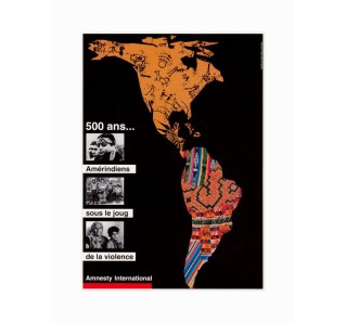 Affiche vintage : 500 ans de violence politique contre les Amérindiens en différentes langues