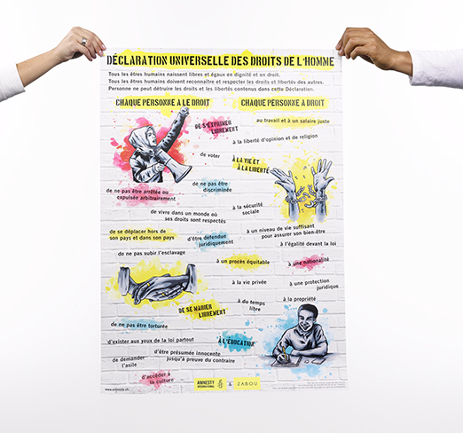 Poster Déclaration universelle des droits de l'homme en 4 langues