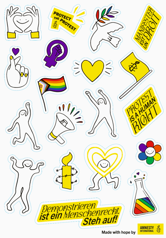 Stickerpalette mit verschiedenen Motiven