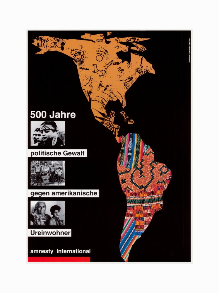Affiche vintage : 500 ans de violence politique contre les Amérindiens en différentes langues